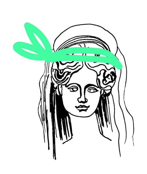 Векторна Мармурова Голова Деметри Мистецтво Стародавньої Греції Ілюстрація Богині Фертильності — стоковий вектор