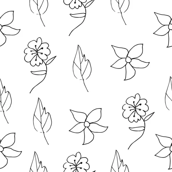 Vektorový hladký vzor s květinami a listy. Letní tisk wi — Stockový vektor