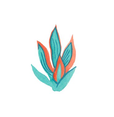 Aqua Menthe ve Phantom Blue 'da suluboya Sansevieria, Lush Lav