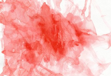 Watercolor red texture. Bright splash illustration on a white is