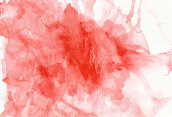 Акварельная красная текстура. Яркая иллюстрация всплеска на белом — стоковое фото