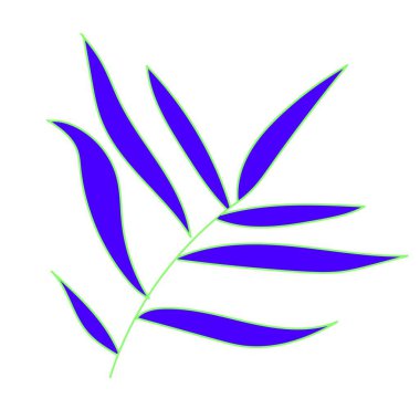 The vector leaf of the palm hand drawn. Tropical and botanical illustration blue line art on a white isolated background. Design for web,social networks,textiles,stickers, cards, packaging,wallpaper.