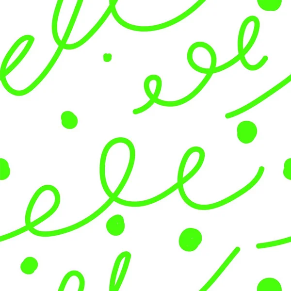 Vektor abstraktes nahtloses Muster. Druckt grüne Linien und handgezeichnete Punkte auf einen weißen, isolierten Hintergrund. Design für Tapeten, Textilien, Web, Social Media Packpapier, Verpackungen, Banner. — Stockvektor