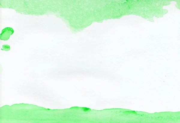 Akvarell Texturala Grön Bakgrund Med Skilsmässor Fläckar Vit Bakgrund Illustration — Stockfoto
