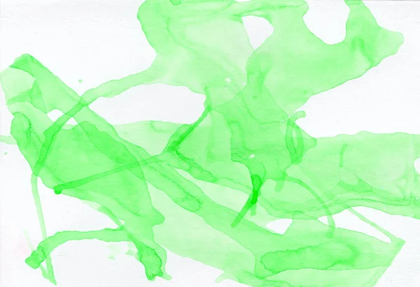 Akvarell Texturala Grön Bakgrund Med Skilsmässor Fläckar Vit Bakgrund Illustration — Stockfoto
