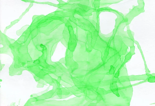 Акварель Текстурный Зеленый Фон Разводами Пятна Пятна Белом Фоне Иллюстрация — стоковое фото