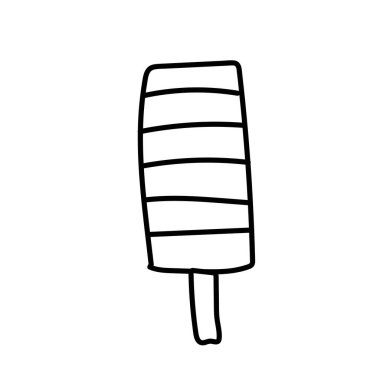 Birinci vektör dondurma. Kara çizgilerin yaz çizimi. Menü, ambalaj, ambalaj kağıdı, web, boyama, kartpostallar, sosyal medya, poster, pankart, yalan makinesi.