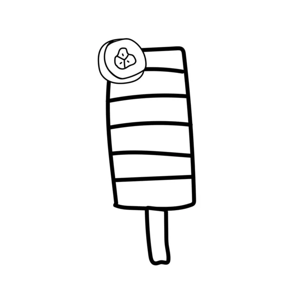 Vector Uno Helado Ilustración Verano Postre Doodle Línea Negra Diseño — Archivo Imágenes Vectoriales