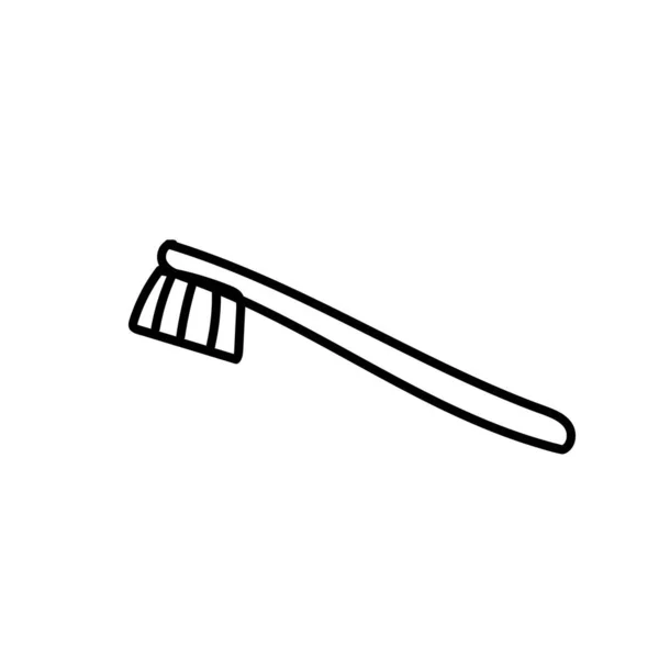 Μονό Μπαμπού Οδοντόβουρτσα Οικολογική Απεικόνιση Doodle Μαύρη Γραμμή Ένα Λευκό — Διανυσματικό Αρχείο