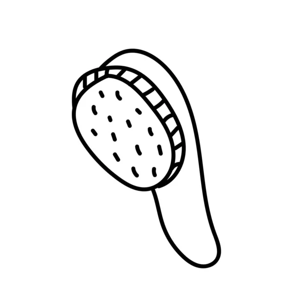Vector Single Bamboo Hairbrush Ecological Illustration Doodle Black Line White — Stock Vector