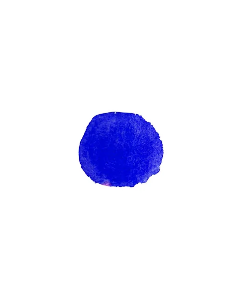 Синяя Акварельная Круглая Пятно Белом Изолированном Фоне Иллюстрация Пятна Капли — стоковое фото