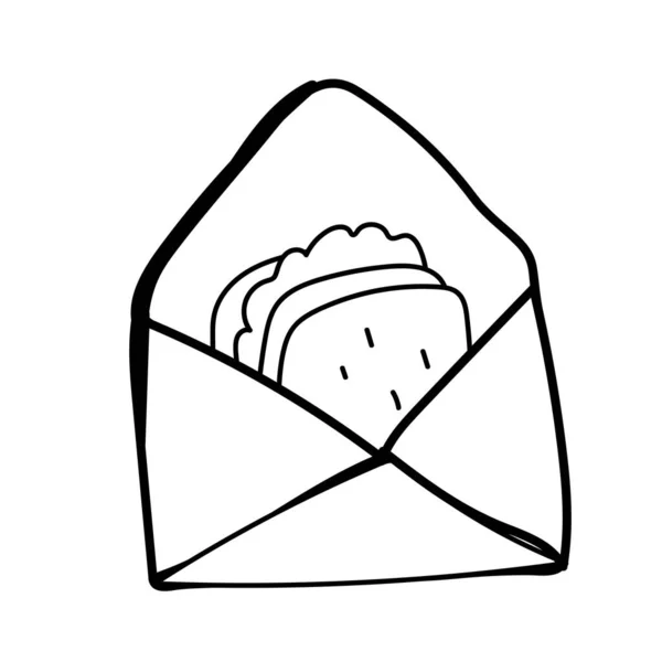 Διάνυσμα Ενιαία Συσκευασία Για Sandwiches Ecological Εικονογράφηση Doodle Μαύρη Γραμμή — Διανυσματικό Αρχείο