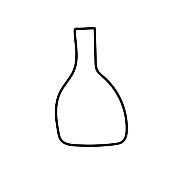 Vector Single Eco Glass Bottle Ecological Illustration Doodle Black Line — Stock Vector