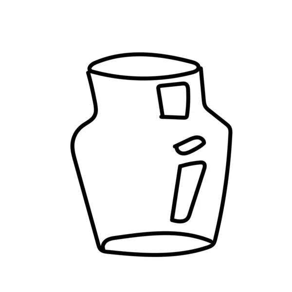 Векторна Одноразова Скляна Пляшка Екологічна Ілюстрація Каракулі Чорна Лінія Білому — стоковий вектор