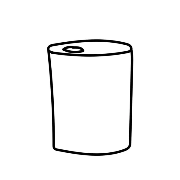 Vector Einzige Ökodose Soda Ökologische Illustration Doodle Schwarze Linie Auf — Stockvektor