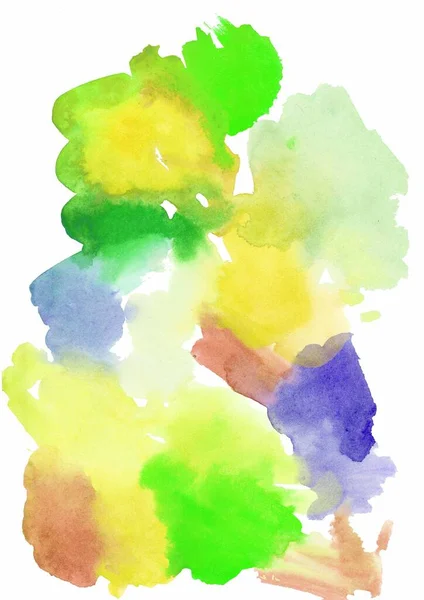 Grande Aquarela Amarelo Azul Textura Verde Ilustração Desenhada Mão Multicolorida — Fotografia de Stock