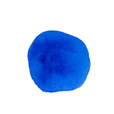 Suluboya mavi doku. Renkli bir nokta, leke, beyaz izole bir arkaplanda çizilmiş su sıçraması. Sosyal ağlar, kartlar, web, paketler, düğün davetiyeleri için tasarım.