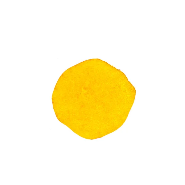 Aquarela Redonda Textura Amarela Mancha Colorida Mancha Salpicos Desenhados Sobre — Fotografia de Stock