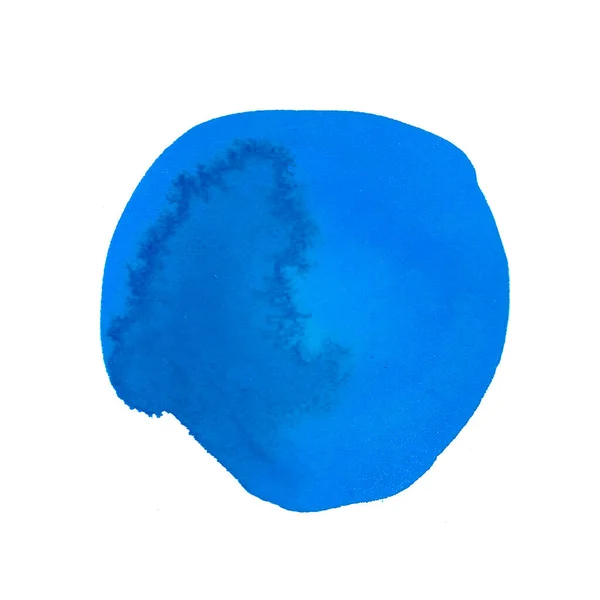 Aquarelle Ronde Texture Bleue Tache Colorée Tache Éclaboussure Main Dessinée — Photo