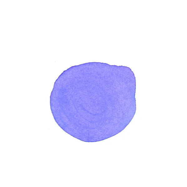 Aquarela Redonda Textura Azul Mancha Colorida Mancha Salpicos Desenhados Sobre — Fotografia de Stock