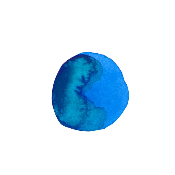 Watercolor Blue Texture Colorful Spot Blot Splash Hand Drawn White — Stock Photo, Image