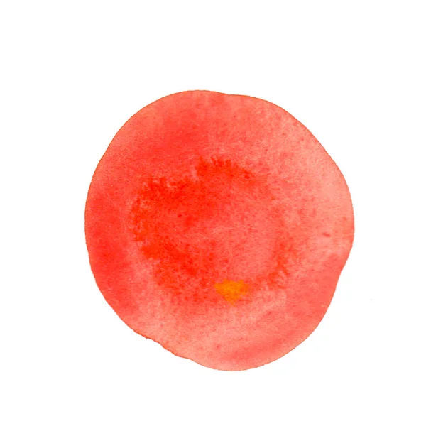 Aquarela Redonda Textura Vermelha Mancha Colorida Mancha Salpicos Desenhados Sobre — Fotografia de Stock