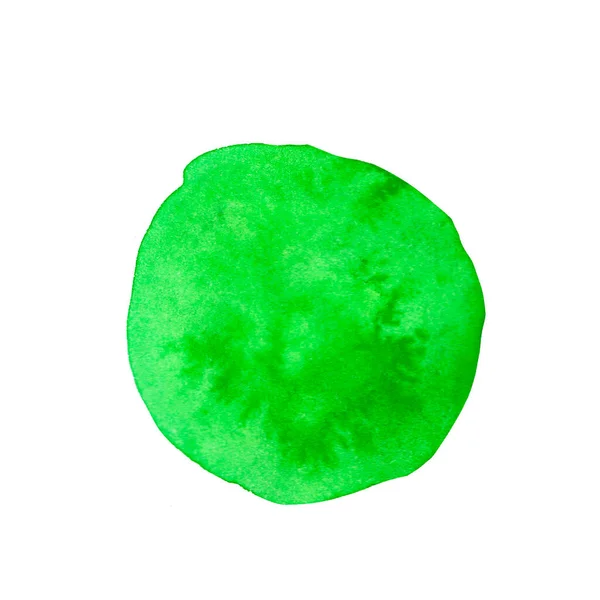 Aquarela Redonda Verde Textura Mancha Colorida Mancha Salpico Mão Desenhada — Fotografia de Stock