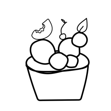 Birinci vektör dondurma. Kara çizgilerin yaz çizimi. Menü, ambalaj, ambalaj kağıdı, web, boyama, kartpostallar, sosyal medya, poster, pankart, yalan makinesi.