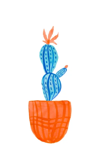 Watercolor Cactus Aqua Menthe Phantom Blue Lush Lava Illustration Home — ストック写真