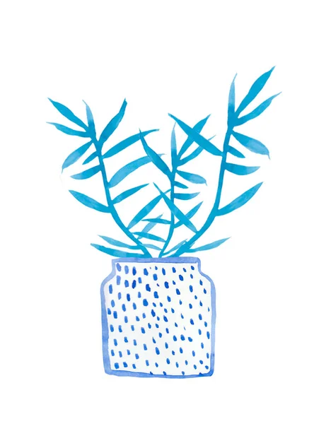 아쿠아 메네스에 야자수가지 바탕에 식물의 스티커 프린트 포장을 디자인 — 스톡 사진