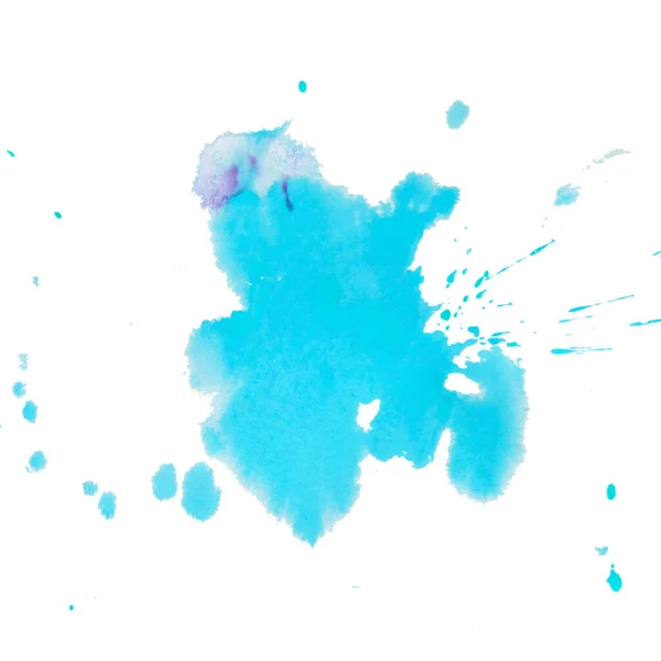 Colore Blu Brillante Macchia Acquerello Astratto Acquerello Texture Disegnato Mano — Foto Stock