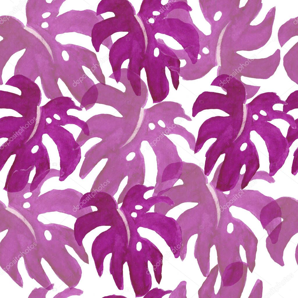 Watercolor seamless pattern purple monster.Print in unusual shades of hand drawn.Design for social media,packaging,banners,cards,wrapping paper,textiles,wallpaper.
