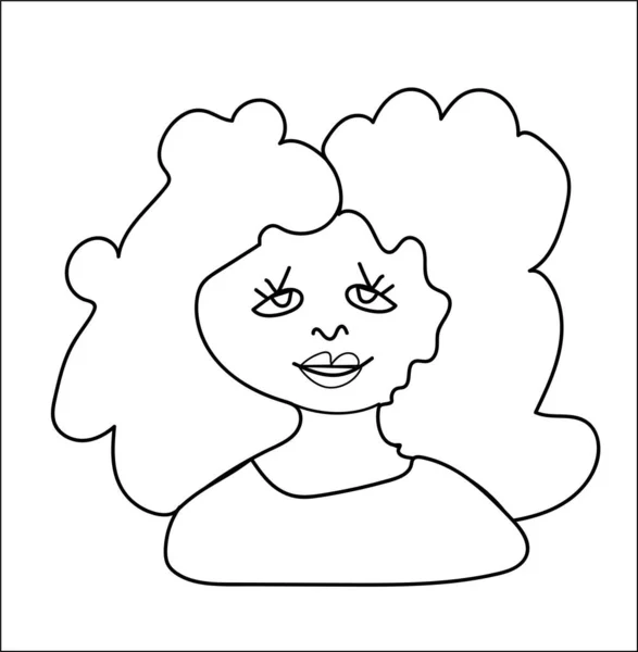 Retrato vetorial de uma menina. Ilustração de uma criança da aparência da raça africana por linhas pretas do doodle. Para a proteção da criança day.Design para colorir, embalagem, correia fotorreceptora, jogos das crianças, cartões, imprimir . — Vetor de Stock