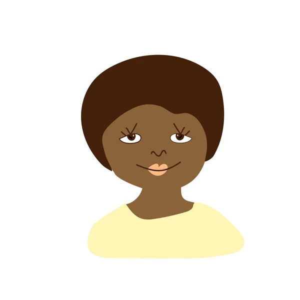 Vector Portrait Little Girl Flat Style Illustration Child African Race — Stock Vector