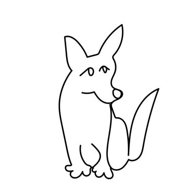 Basit Corgi köpeği. Siyah çizgileri olan bir hayvan illüstrasyonu.