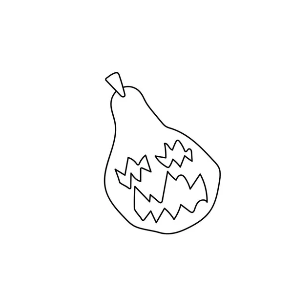 Uma Abóbora Terrível Simples Halloween Scary Ilustração Mão Desenhada Com —  Vetores de Stock