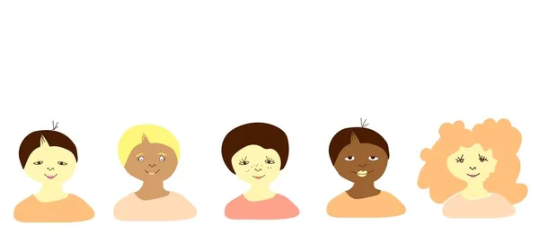 Kinder Verschiedener Rassen Afrikanische Asiatische Und Europäische Und Geschlechtsspezifische Illustrationen — Stockvektor
