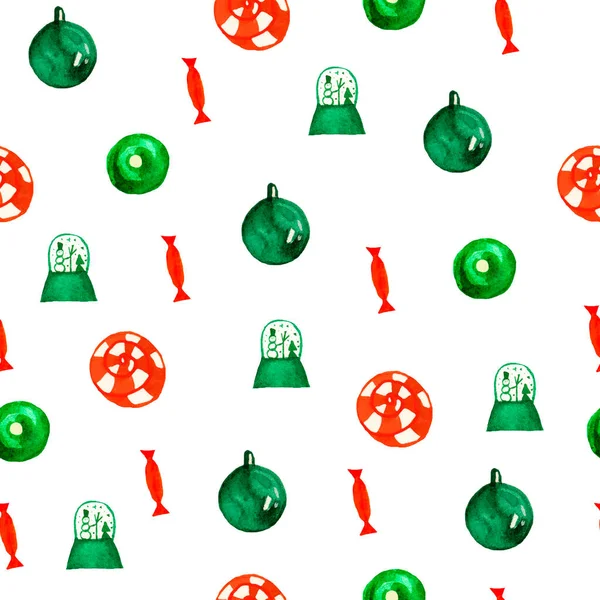 Akvarel Hladký Vzor Pro Vánoce Červených Zelených Odstínech Slavnostní Tisk — Stock fotografie