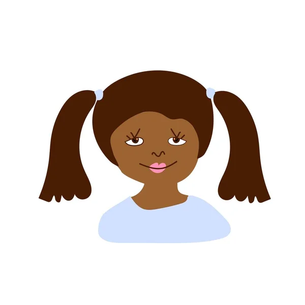 Portrait Vectoriel Une Petite Fille Style Plat Illustration Enfant Race — Image vectorielle