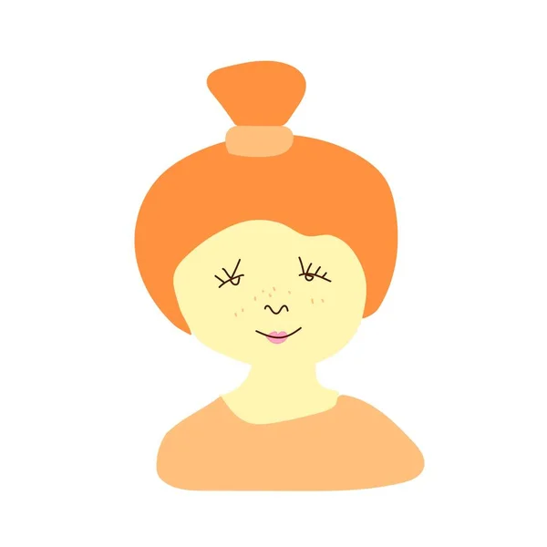 Portrait Vectoriel Une Petite Fille Aux Cheveux Roux Illustration Enfant — Image vectorielle