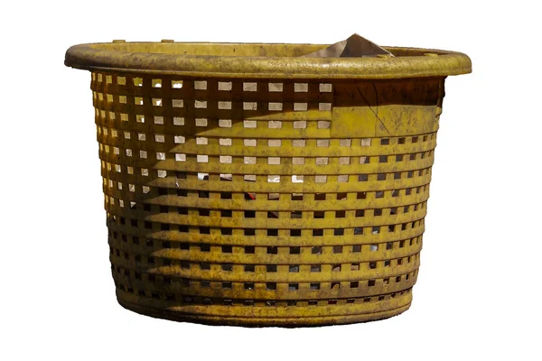Yellow Basket Isolated White Background — Stock Photo, Image
