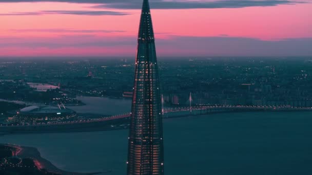 Vista São Petersburgo Edifício Mais Alto Centro Lakhta Europa — Vídeo de Stock