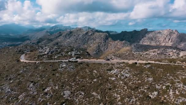 Strada Montagna Vicino Palma Maiorca Gite Auto Bellissimo Paesaggio Montano — Video Stock