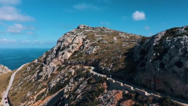Camino Montaña Cerca Palma Mallorca Paseos Coche Hermoso Paisaje Montaña — Vídeos de Stock