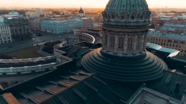 Sint Petersburg Rusland Luchtfoto Van Kazan Kathedraal Nevsky Prospect Sint — Stockvideo