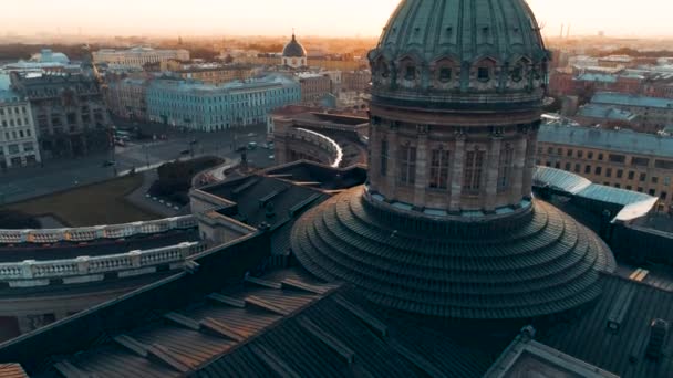 Sint Petersburg Rusland Luchtfoto Van Kazan Kathedraal Nevsky Prospect Sint — Stockvideo