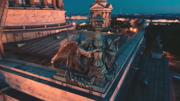 Собор Святого Ісаака Білі Ночі Санкт Петербурзі — стокове відео
