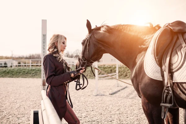 Retrato de uma menina e cavalo — Fotografia de Stock