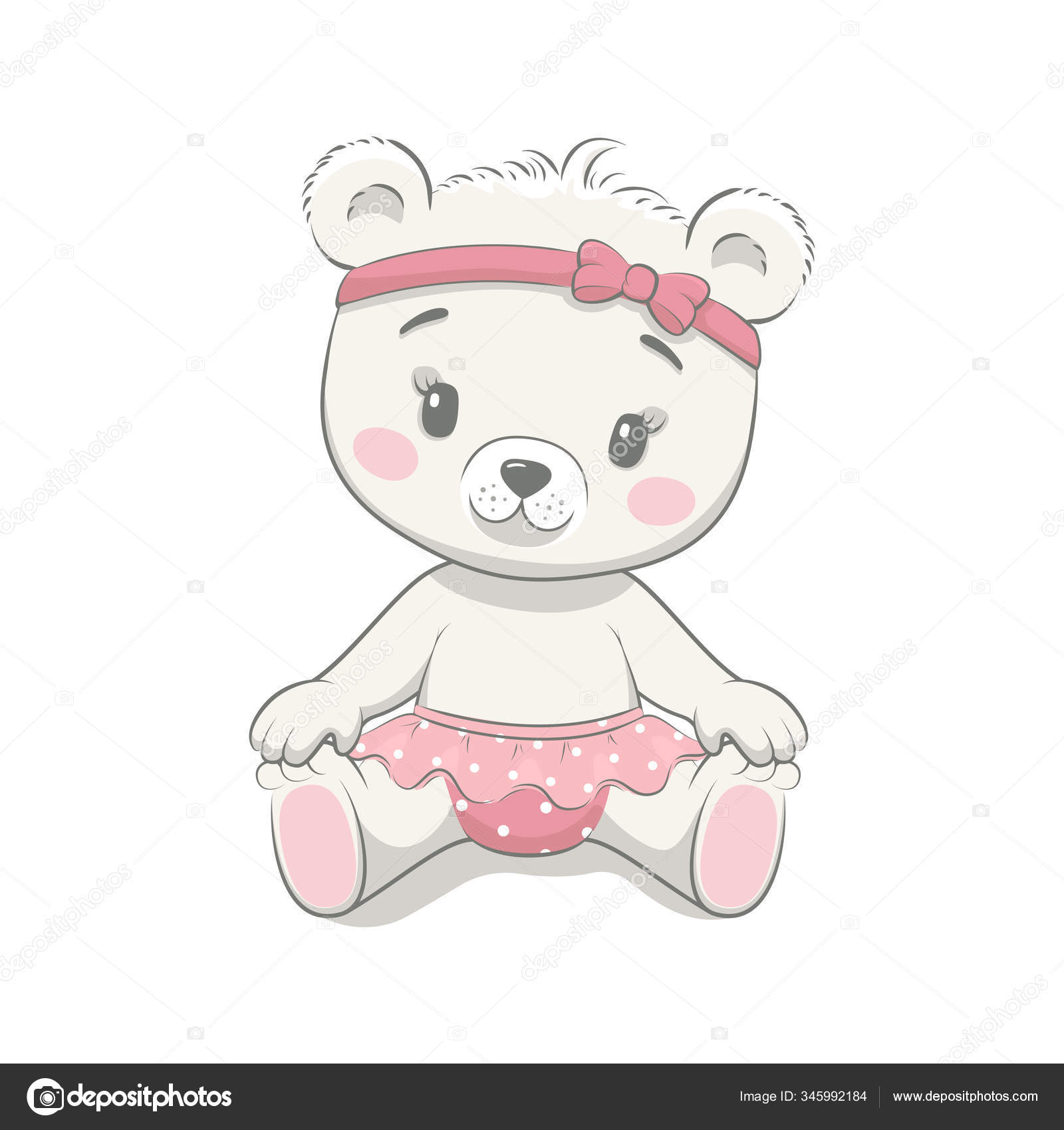 Feliz Bebê Marrom Urso Desenho Animado Sentado Royalty Free SVG