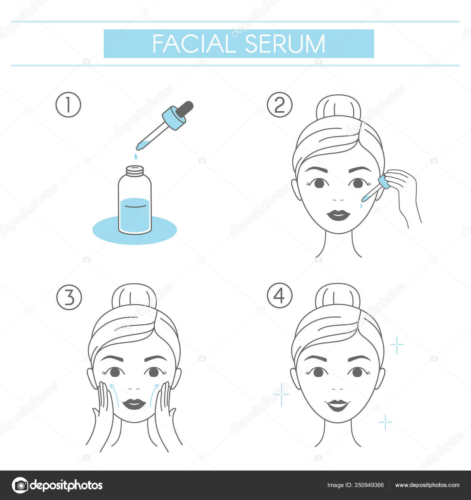Steps How Apply Facial Serum Young Woman Making Facial Massage Stock Vector  Image by ©Arina_Gladysheva #350949366